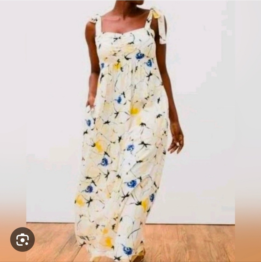 Soma Cream and Blue Floral Maxi Dress